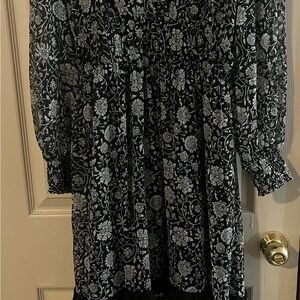 Floral Black and White Dress